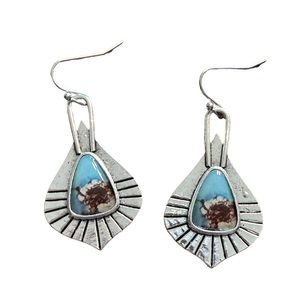 Boho Silver and Turquoise Drop Earrings